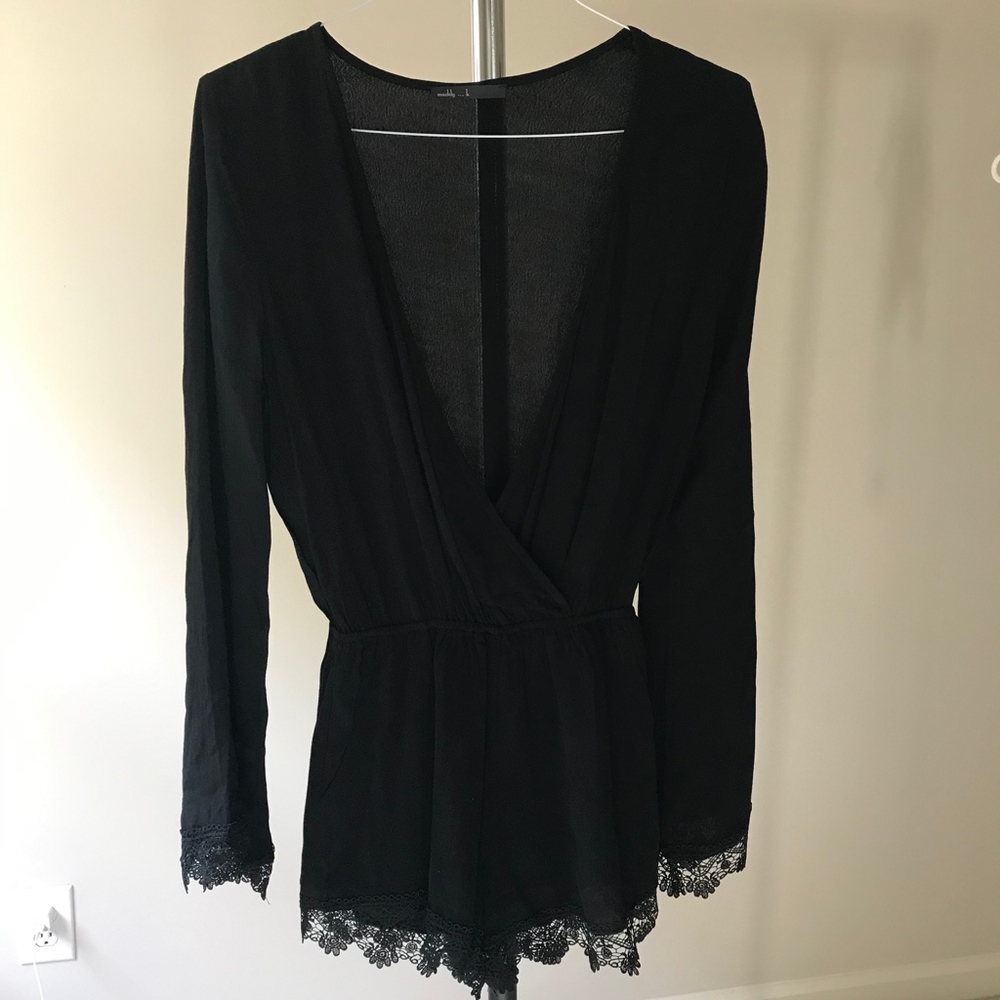 Maddy M Crochet Trim Romper Black - Picture 7 of 7